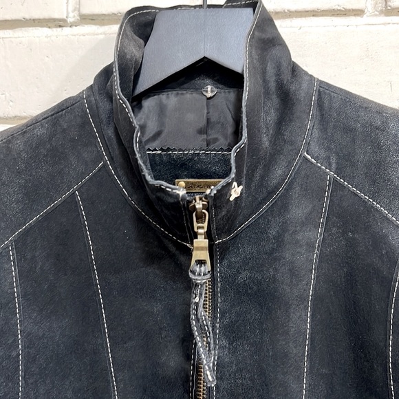 i.e. Relaxed Moto Suede Leather Zip-Up Jacket Distressed Black M (Macy's) - Picture 2 of 10